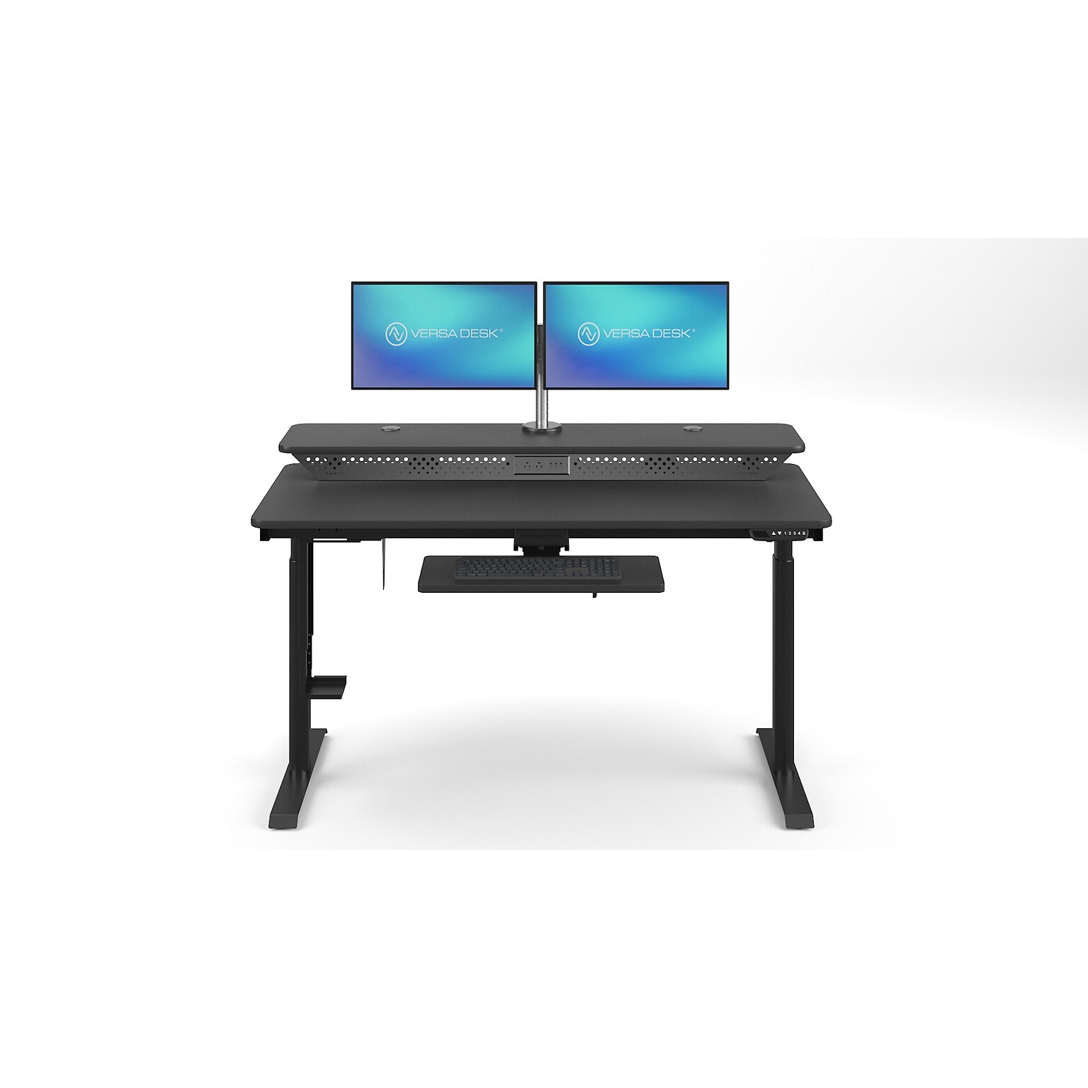 VersaDesk PowerLift Split-Level 60W Electric Rectangular Adjustable Standing Desk, Black (PL2SD6030-BB)