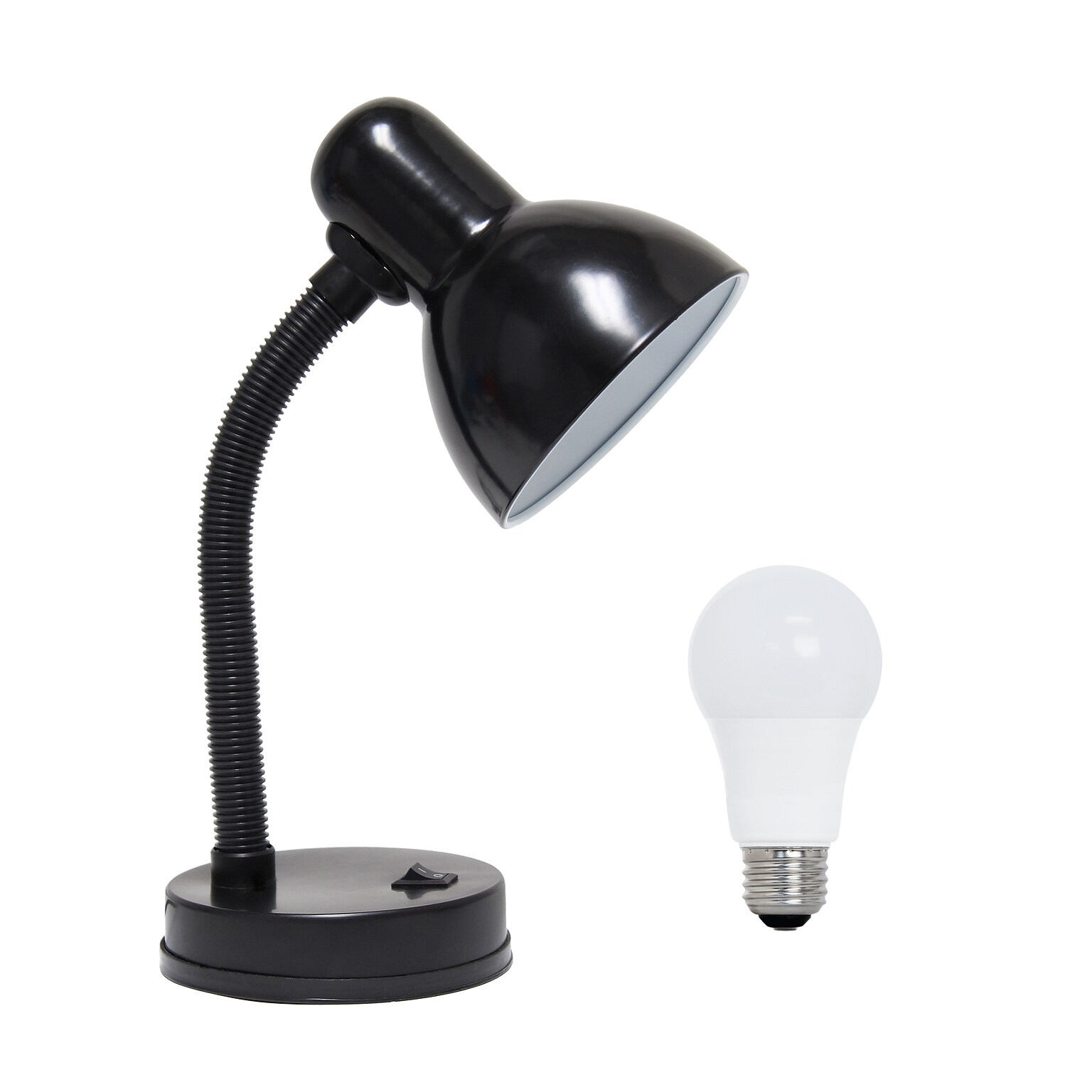 Simple Designs LED Desk Lamp, 14.25, Black Metal (LD1003-BLK-LB)