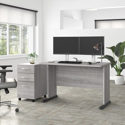 Bush Business Furniture Studio A 48W Computer Desk with 3 Drawer Mobile File Cabinet, Platinum Gray