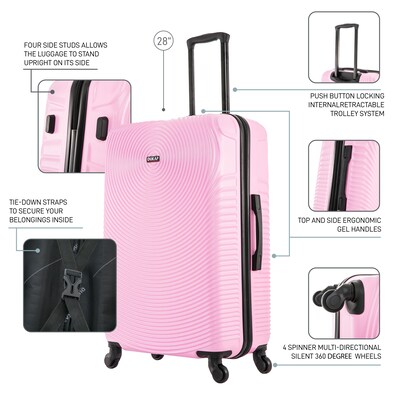 DUKAP INCEPTION 3-Piece Hardside Spinner Carry-On Luggage Set, TSA Checkpoint Friendly, Pink (DKINCSML-PNK)
