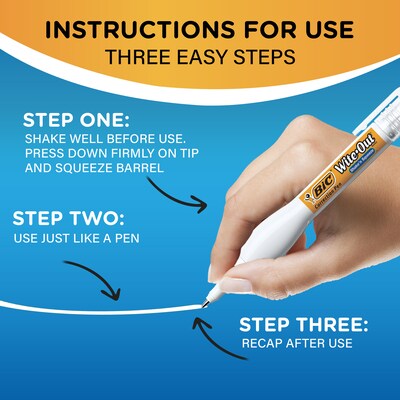 BIC Wite-Out Shake 'N Squeeze Correction Pen, White (WOSQPP11-WHI)