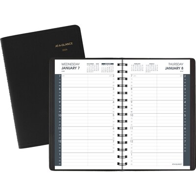 2026 AT-A-GLANCE 5" x 8" Daily Appointment Book Planner, Faux Leather Cover, Black (70-800-05-26)