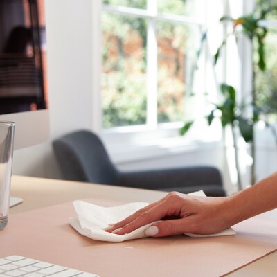 Smead Medium Vegan Leather Anti-Slip Desk Pad, 31.5" x 15.7", Light Pink (SMD64834)
