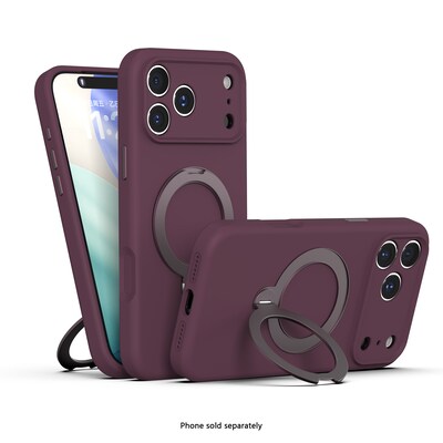 SaharaCase MagSafe Silicone Phone Case for iPhone 18 Pro Max, 360-Degree Kickstand, Wireless Charging, Dark Cherry (CP01189)