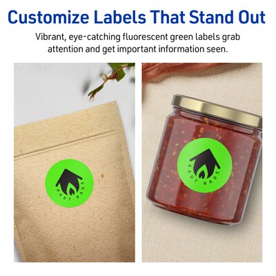 Avery Laser/Inkjet Multipurpose Circle Labels, 2" Dia., Neon Green, 480/Pack (94501)