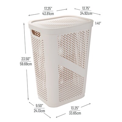 Mind Reader 15.85-Gallon Slim Laundry Hamper with Lid, Plastic, Ivory, 2/Set (2HBIN60-IVO)