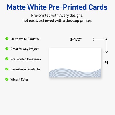 Avery Business Cards, 2 x 3.5, Matte White, 80/Pack (19479399538)