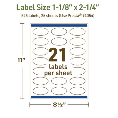 Avery Dissolvable Oval Multipurpose Labels, 1-1/8" x 2-1/4", Off-white, 525/Pack (94054)