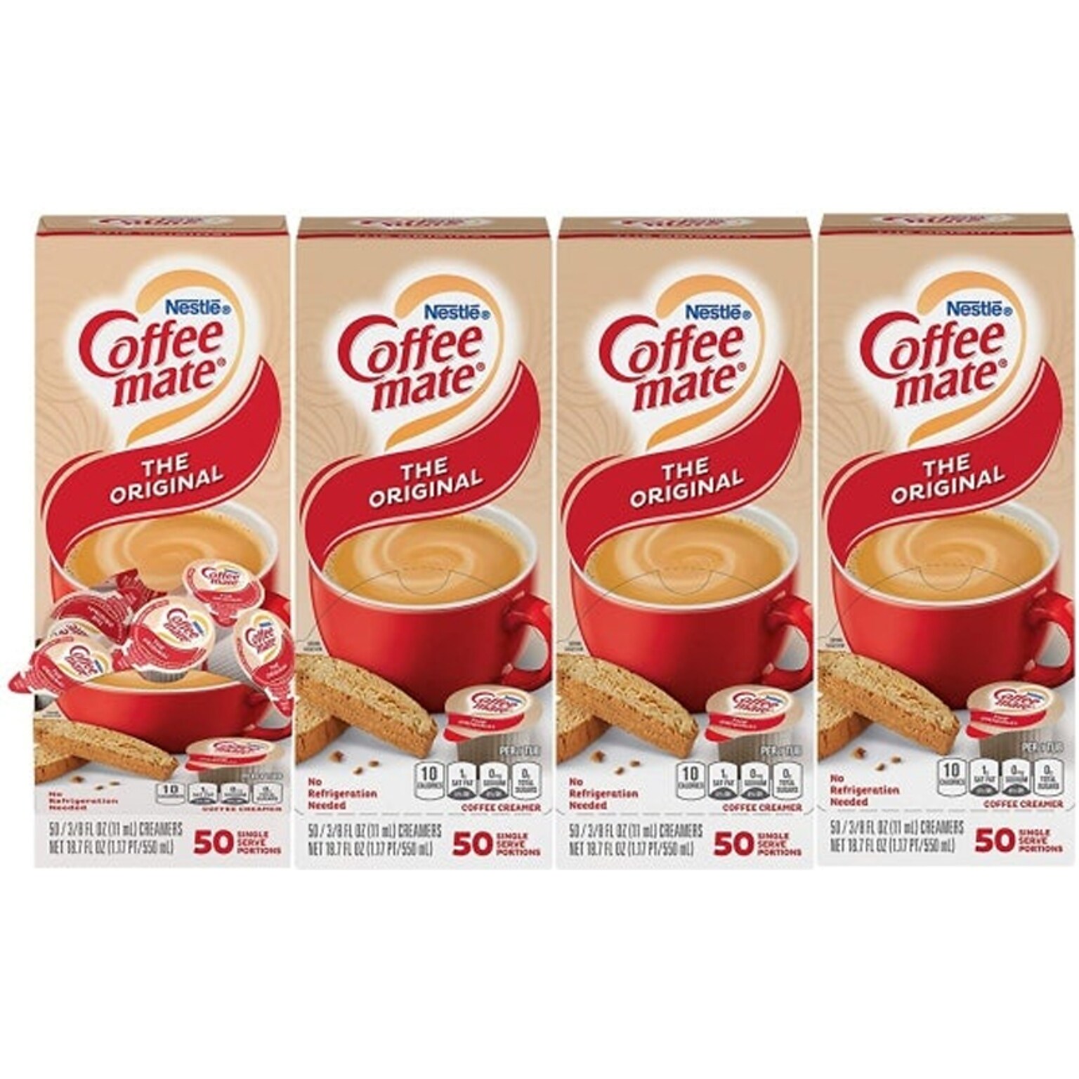 Coffee mate Original Lactose Free Liquid Creamer, 0.38 fl. oz., 50/Dispenser, 4 Dispensers/Carton (NES35110)