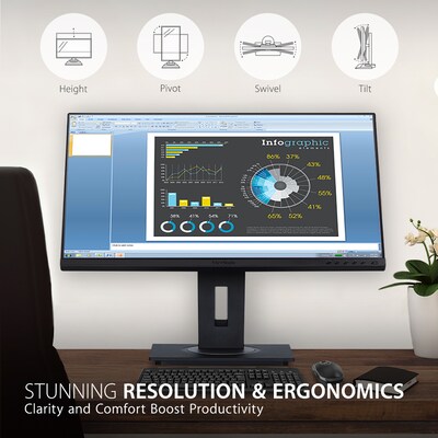 ViewSonic Ergonomic 24" 60 Hz LED Monitor, Black (VG2448A)
