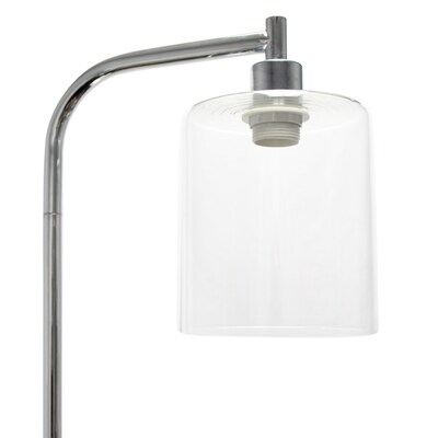 Simple Designs Antique Style Industrial Iron Lantern Floor Lamp with Glass Shade, Chrome (LF1036-CHR)