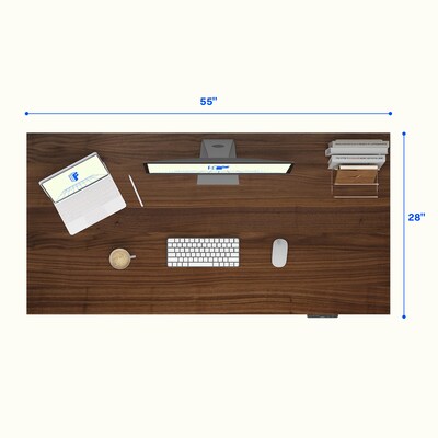 FlexiSpot E7COMMERCIAL 55''W Electric Height Adjustable Standing Desk, Black Walnut/Black(E7BCOM5528-BW)