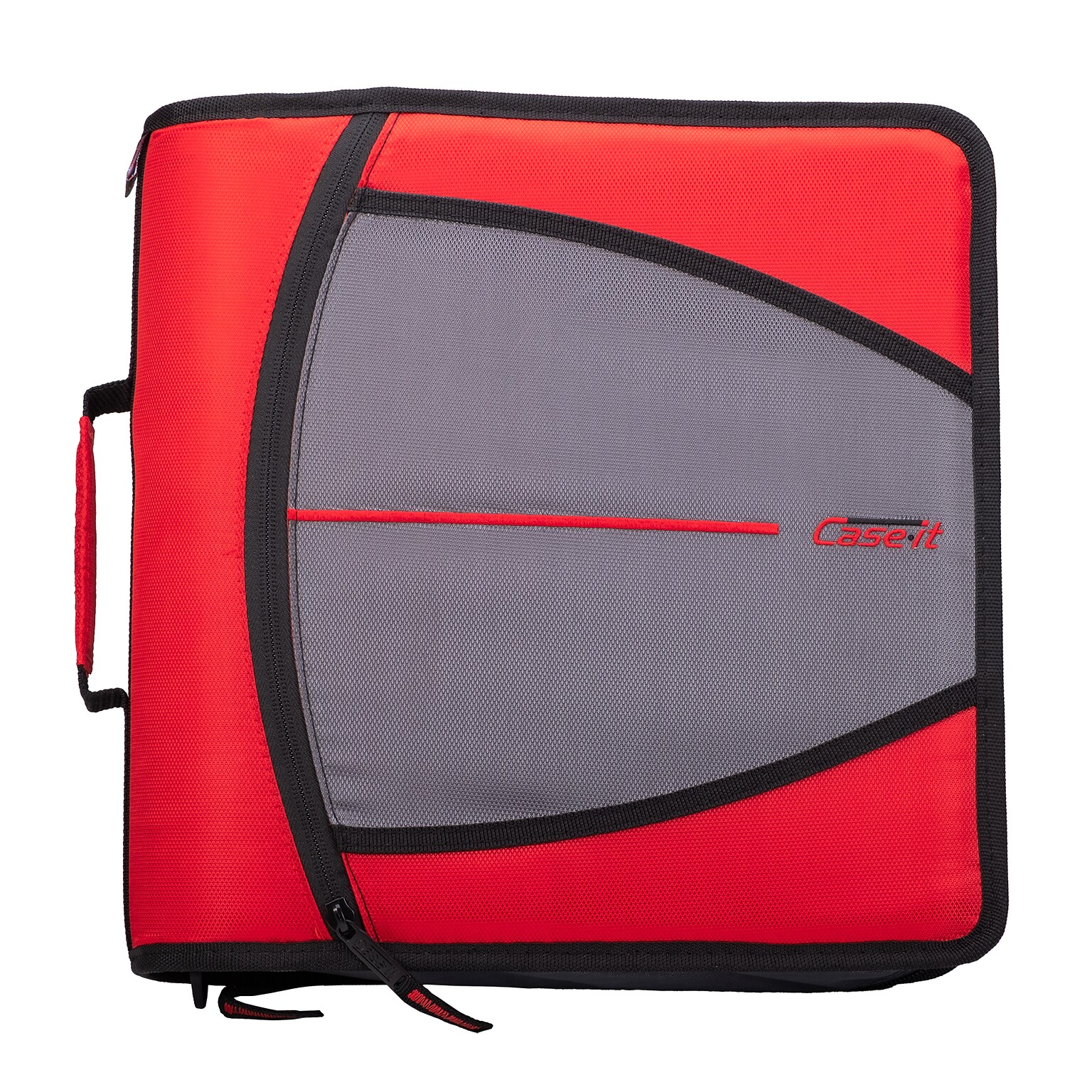 Case It Mighty Zip Tab 3 3-Ring Zipper Binders, Red (D-146 RED)
