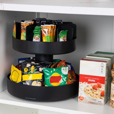 Mind Reader 11-Compartment 2-Tier Cup and Condiment Organizer and 2-Tier Lazy Susan, Black (SNACOMORG-BLK)