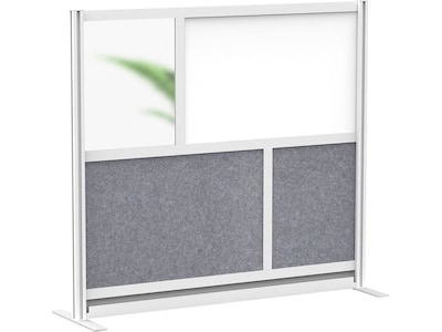 Luxor Workflow Series 4-Panel Freestanding Modular Room Divider System Starter Wall with Whiteboard,