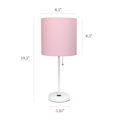 Simple Designs 19.5" LED Table Lamp, White/Light Pink Shade (LT2024-POW-CCLB)