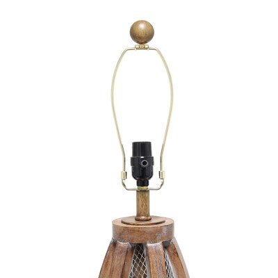 Lalia Home Wooded Arch Farmhouse Table Lamp with White Fabric Shade, Old Wood (LHT-5037-OW)