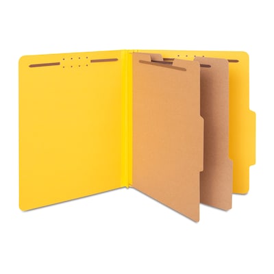 Quill Brand® 2/5-Cut Tab Pressboard Classification File Folders, 2-Partitions, 6-Fasteners, Letter,