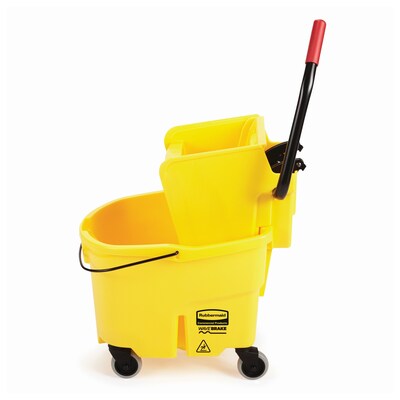Rubbermaid WaveBrake 2.0 Janitorial Side-Press Bucket and Wringer, 26 Quart, Yellow (FG748000YEL)