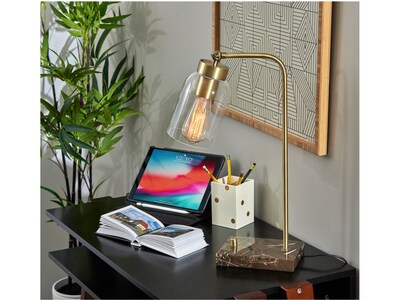 Adesso Bristol Incandescent Desk Lamp, 19", Antique Brass (4288-21)