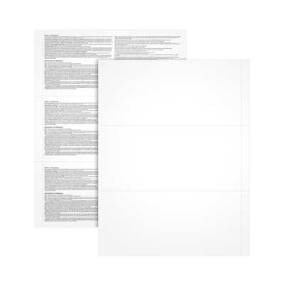 Adams Employees Copies Cut Sheet 2026 W-2 Tax Form, 1-Part, 3-Up, 100/Pack (LW23UPALTB100)