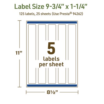 Avery Dissolvable Rectangle Multipurpose Labels, 9.75" x 1.25", Off-white, 125/Pack (94262)