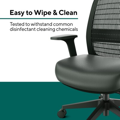Workplace2.0 Health™ Bedford Polyurethane/Nylon Task Chair, Black (WP62574)