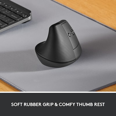 Logitech Lift Vertical Wireless Ergonomic Optical Mouse, Graphite (910-006466)