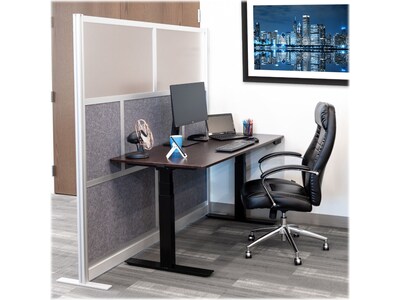 Luxor Modular Room Divider Starter Wall, 70"H x 70"W, Gray PET/Frosted Acrylic (MW-7070-FCG)