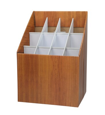 AdirOffice 12-Slot Roll File Box, 22" x 15" x 12", Walnut, 2/Pack (627-2PK)