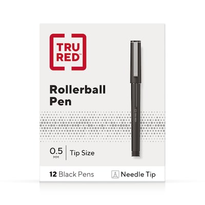 TRU RED™ Rollerball Pens, Fine Point, Black, Dozen/Pack (TR57324)