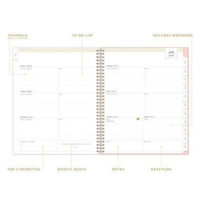 2026-2027 Blue Sky Day Designer Floral Cream 8 x 11 Academic Year Weekly & Monthly Planner, Plastic Cover (161592)