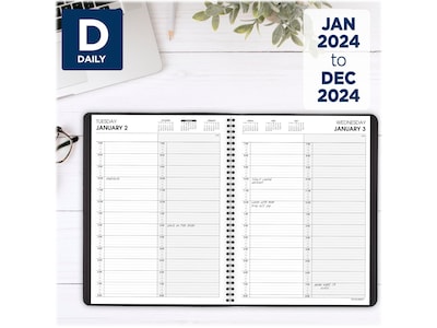 2024 AT-A-GLANCE 8.75" x 11.5" Daily Two-Person Appointment Book, Black (70-222-05-24)