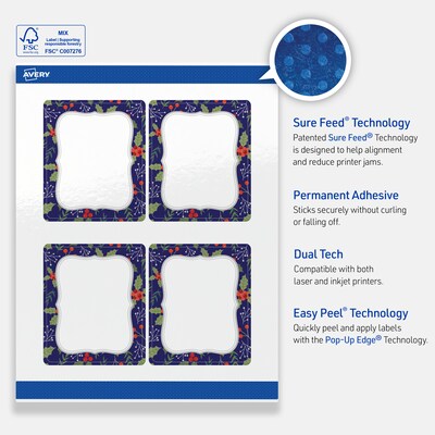 Avery Rectangle Multipurpose Labels, 4" x 3-1/3", White, 40/Pack (19479370623)