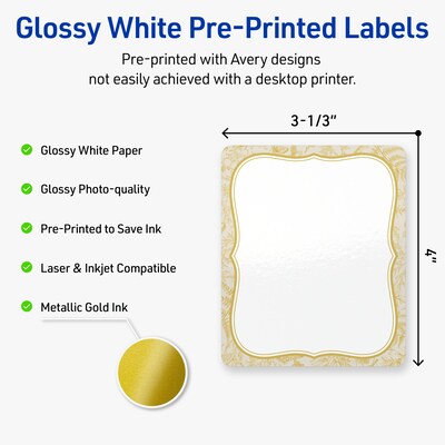 Avery Rectangle Laser/Inkjet Multipurpose Labels, 4 x 3-1/3, White, 40/Pack (19479371080)