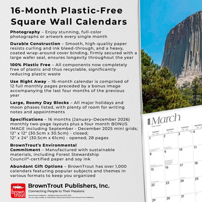 2026 BrownTrout Wyoming Wild & Scenic 12" x 12" Monthly Wall Calendar (9798330706426)