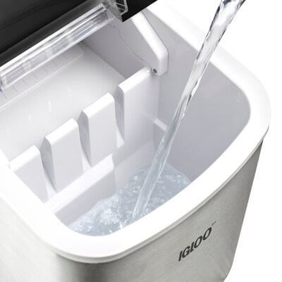 Igloo 26-Pound Automatic Self-Cleaning Portable Countertop Ice Maker Machine With Handle, Stainless