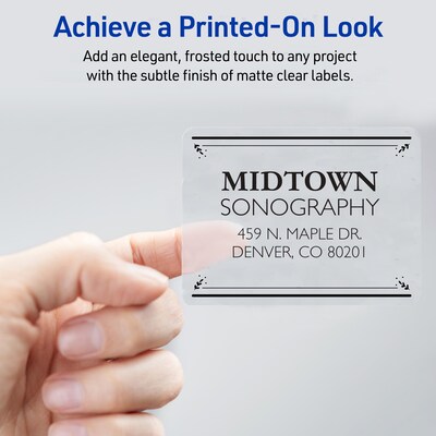 Avery Easy Peel Inkjet Shipping Labels, 2" x 4", Matte Clear, 250 Labels/Pack (8663)