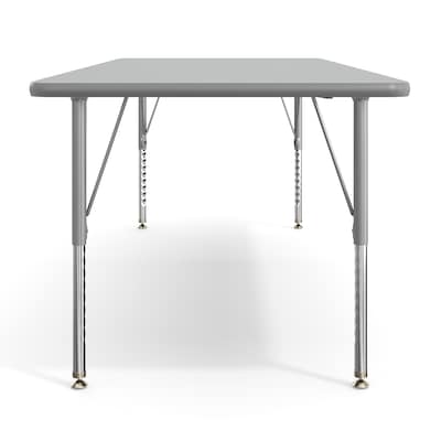 Flash Furniture Wren Rectangular Activity Table, 72" x 30", Height Adjustable, Gray Top/Silver Frame (XUA3072RECGTP)