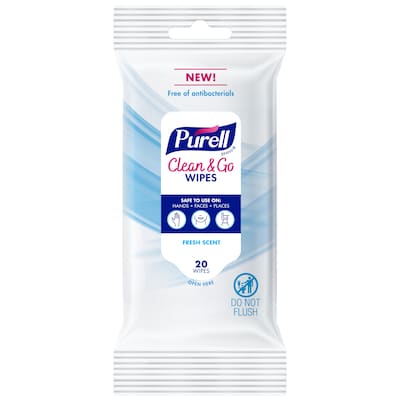 Purell Clean & Go Hand Sanitizing Wipes, Fresh Scent, 20 Wipes/Packet, 12/Pack (9269-12-CMRR)