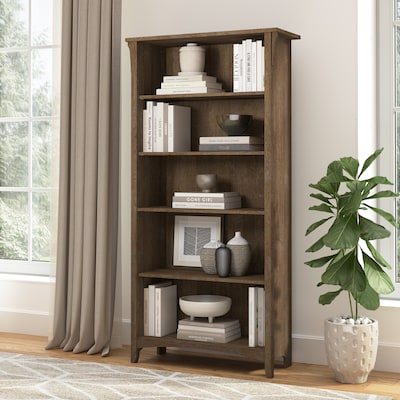 Bush Furniture Salinas 5-Shelf 63"H Bookcase, Ash Brown (SAB132ABR-03)