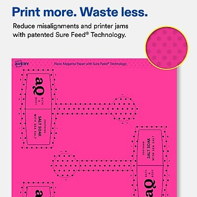 Avery Laser/Inkjet Sealing Labels, 5-7/8" x 4", Neon Magenta, 60 Labels/Pack (19479370809)