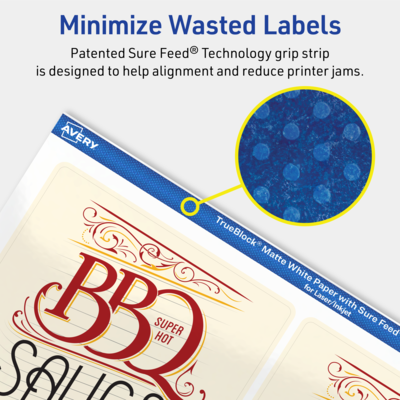 Avery TrueBlock Laser/Inkjet Rectangle Multipurpose Labels, 4.75" x 3.75", White, 400/Box (94254)