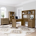 Bush Furniture Salinas 60W L Shaped Desk with Hutch, Lateral File Cabinet and 5 Shelf Bookcase, Rec