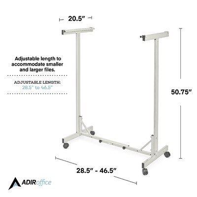 AdirOffice Metal Mobile File Cart with Lockable Wheels, Gray (615-KIT1)