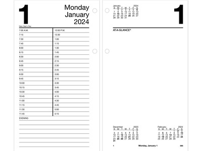 2024 AT-A-GLANCE 8 x 4.5 Daily Desk Calendar Refill, White/Black (E210-50-24)