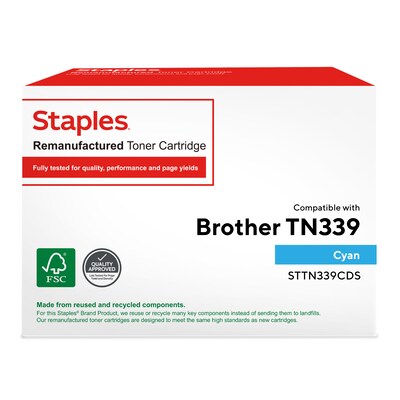 Staples Remanufactured Cyan Super High Yield Toner Cartridge Replacement for Brother TN339C (TRTN339CDS/STTN339CDS)