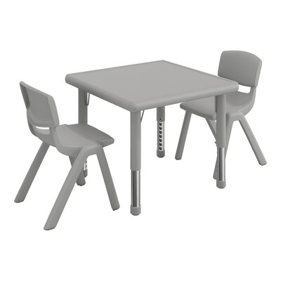 Flash Furniture Emmy Square Activity Table Set, 24 x 24, Height Adjustable, Soft Gray (YCX232SQRTBSGYR)