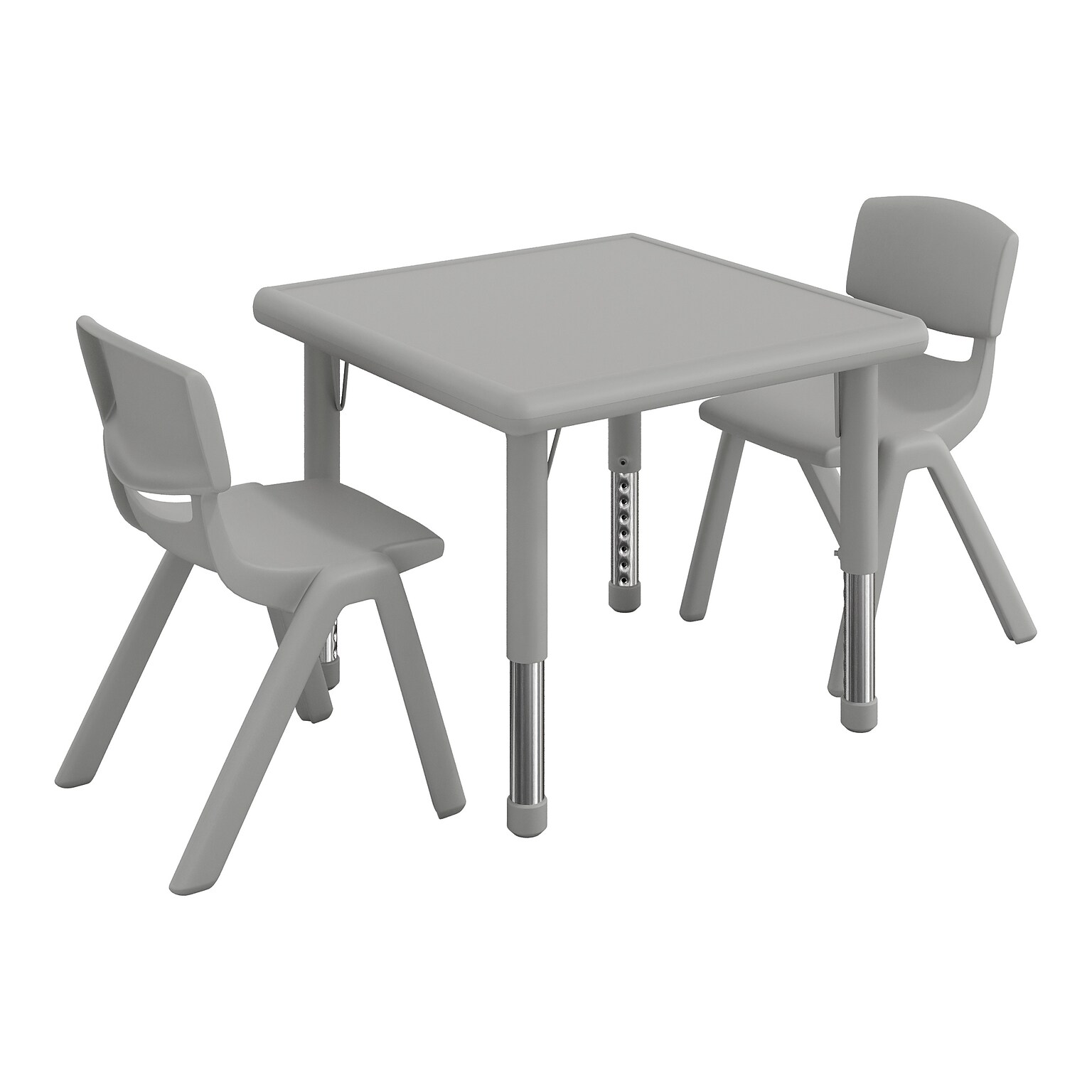 Flash Furniture Emmy Square Activity Table Set, 24 x 24, Height Adjustable, Soft Gray (YCX232SQRTBSGYR)