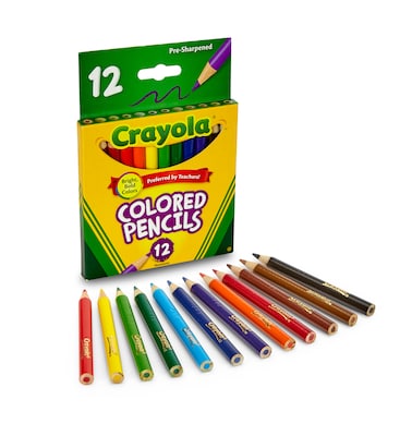 Crayola Short Barrel Colored Pencils, Assorted Colors, 12/Box (68-4112)